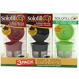 Solofill  Cup, Refillable Cup For Keurig Single serve cups Brewers, Red/Black and Green (Pack of 3)