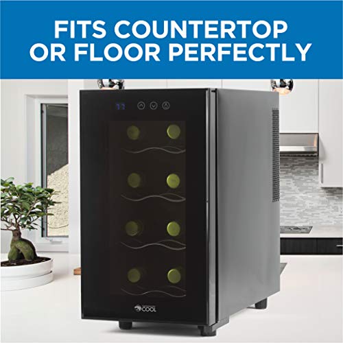 Commercial Cool CCWT080TB-Thermal Electric 8 Bottle Wine Cellar with Touch Panel Adjustable Thermostat and Digital Read Out, Black
