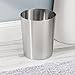 mDesign Round Metal Small Trash Can Wastebasket, Garbage Container Bin for Bathrooms, Powder Rooms, Kitchens, Home Offices - Durable Stainless Steel - Brushed