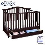 Graco Solano 4-in-1 Convertible Crib with Drawer, Espresso, Easily Converts to Toddler Bed Day Bed or Full Bed, Three Position Adjustable Height Mattress, Assembly Required (Mattress Not Included)