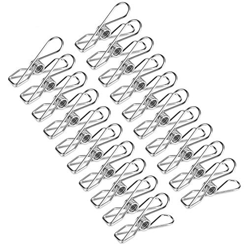 Clothes Pins Pegs Stainless Steel Clothes Pegs Multi-purpose Windproof Wire Clip Pegs Against Rust for Laundry Hanging Blanket Towel (20Pcs)