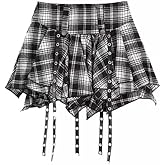 Pleated Skirts for Women Plaid Skirt Punk Goth Y2k Emo Skirt High Waisted A-line Flare Mini Skirts