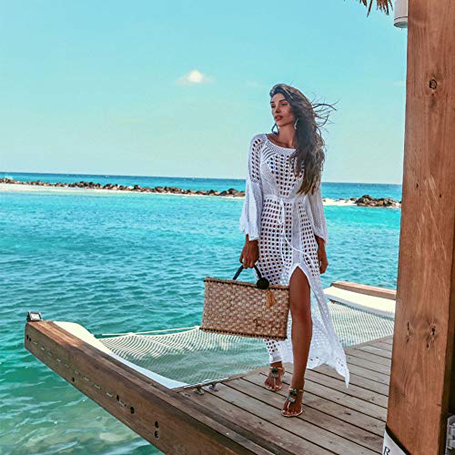 Tacobear-Sexy-Copricostume-da-Bagno-Donna-in-Maglia-Estate-Abito-da-Spiaggia-Lungo-Copribikini-in-Cotone-Copricostumi-Parei-Bikini-Cover-Up-Camicetta-Maglia-Tunica