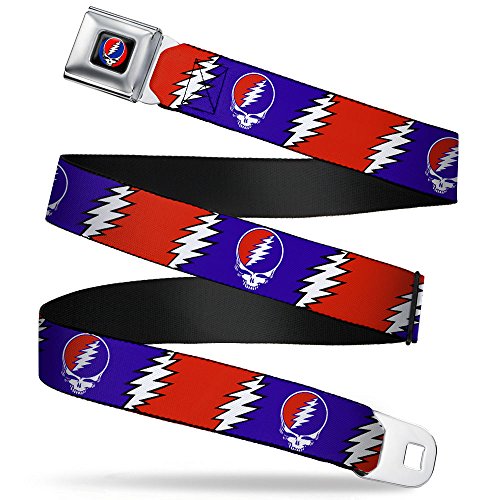 Buckle-Down Seatbelt Belt - Steal Your Face w/Lightning Bolt Repeat Red/White/Blue - 1.5