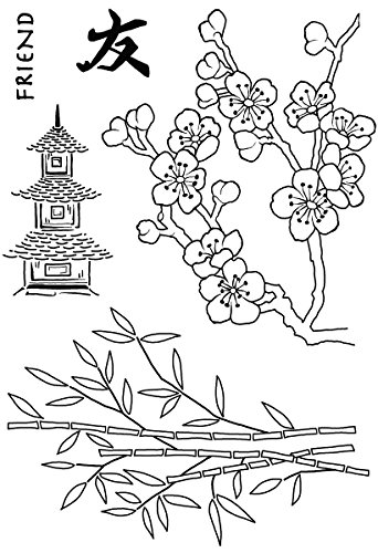 Woodware A6 Clear Cling Stamps - JGS562 Bamboo & Blossom