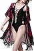 Youngbox Chiffon Swimsuit Cover Up Floral Beach Dresses Tunic,Black Red