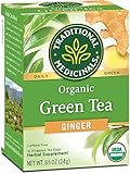 Traditional Medicinals Organic Green Tea Ginger Tea, 16 Tea Bags (Pack of 6)