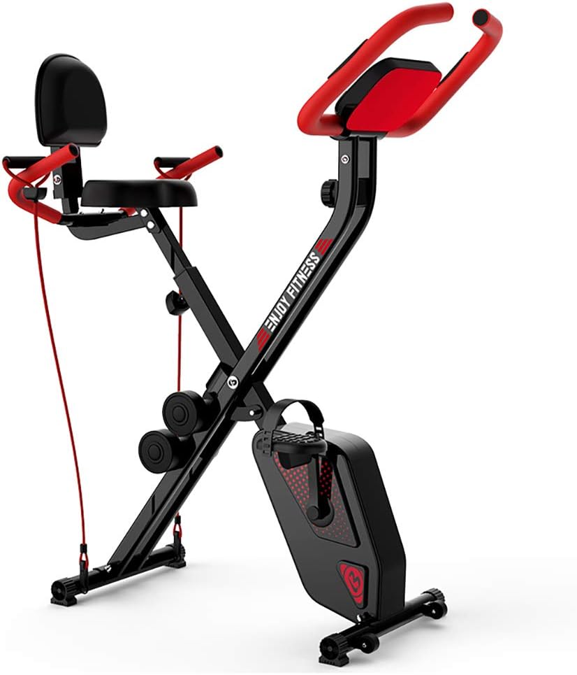 Folding Exercise Bike with Resistance Bands, Multifunctional 8 Levels
