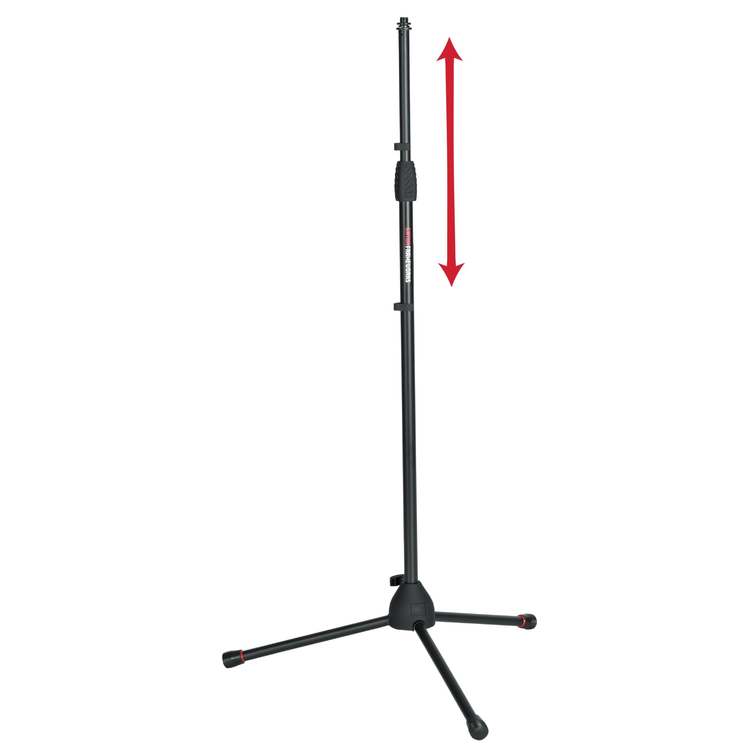 Gator Frameworks Standard Tripod Microphone Stand with Adjustable Height and Both 3/8" and 5/8" Adapters (GFW-MIC-2000)