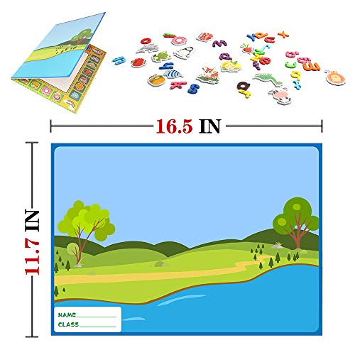 AMOSTING Alphabet Magnets Toddler Toys Educational Magnetic Letters 244Pcs Refrigerator Magnet for Preschool Learning Numbers Farm Animal Spelling ABC for Kids with Board - Thumbnail 6