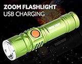 Probe Shiny USB LED Rechargeable Flashlight,Tuscom Waterproof Adjustable LED Zoom 3000LM Mini Portable Flashlight (Green)
