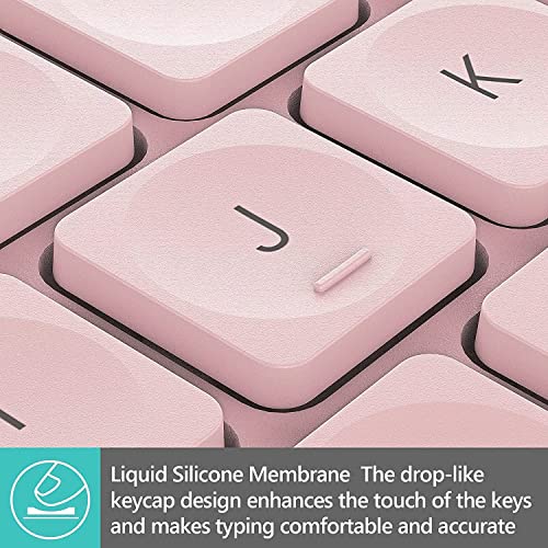 Wireless Bluetooth Keyboard with Number Pad, 2 in 1 Wireless & Bluetooth Gotying Multi-Device Tablet Keyboard for ipad,Phone, iOS, Android, Mac and Windows (Pink)