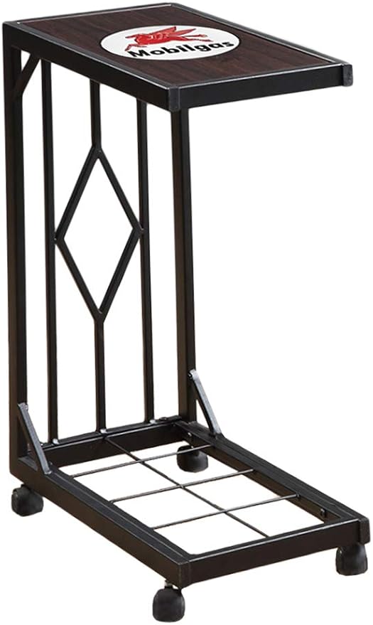 Slide Under Couch TV Tray with Wheels in a Black Metal