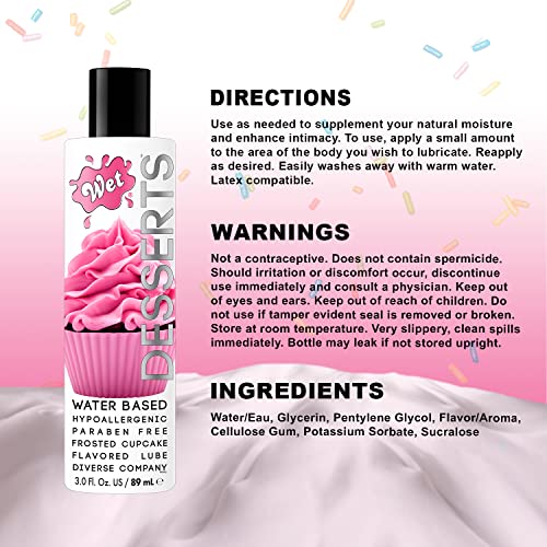 Wet Desserts Frosted Cupcake Flavored Edible Lube, Premium Personal