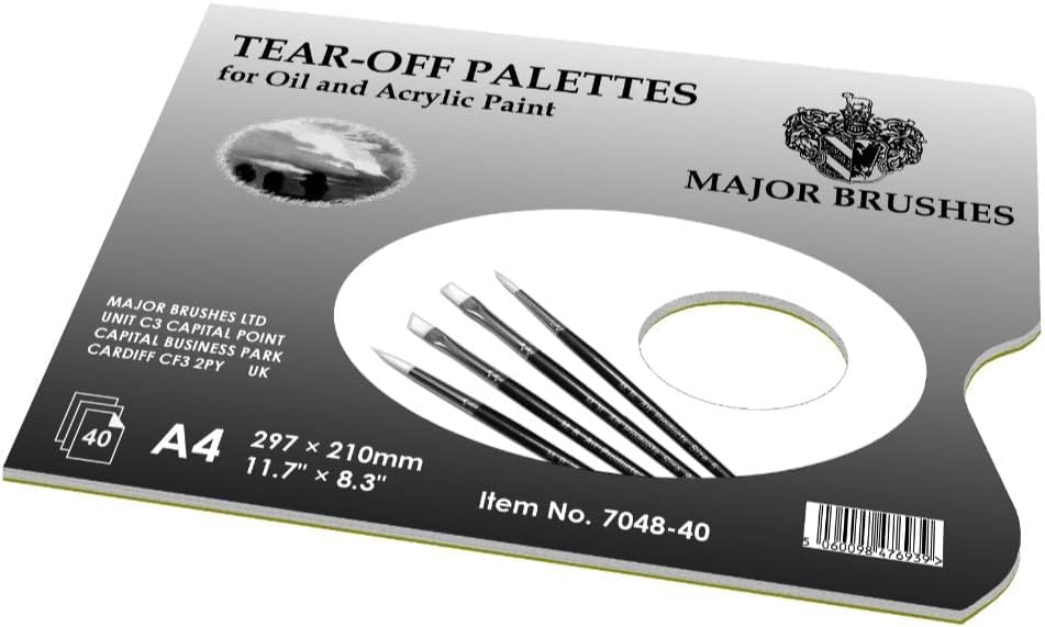 Lexicon Select Tear Off Palette - 40 A4 Disposable Palette Sheets - for Oil and Acrylic Painting with Colour Mixing Chart