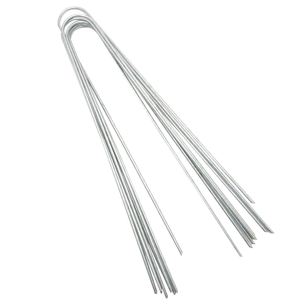 Wakects Landscape Ground Stake 50 Pieces 30cm Garden Staple Stake Multi-purpose U Shape Galvanized Steel Garden Pegs Fixing
