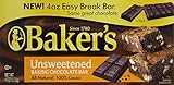 Baker's 100% Cacao Unsweetened Baking Chocolate Bar (Pack of 6) 4 oz Bars