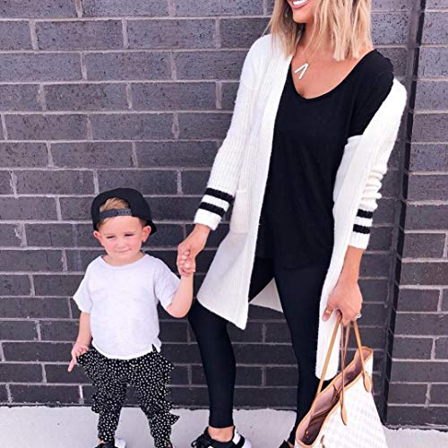 Misaky Women's Casual Knitting Stripe Long Sleeve Cardigan Coat Tops Suit Kimono Cover Smock(White, X-Large)