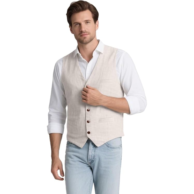 Lazutom Men's Summer Casual Cotton Linen Sleeveless Thin Vest