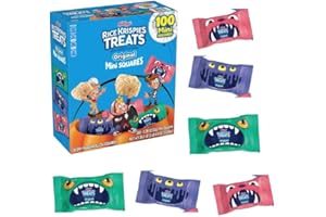 GENERIC Rice Krispie's Treats Marshmallow Bars, Original, 100 Count Halloween Mini Squares, Sweet Crispy Marshmallow Cereal Kids Snacks, Lunch Snacks, Grab n' Go, Original Individually Wrapped (1 Pack, Marshmallow)