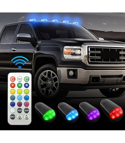 DREAMOTOR Solar-Powered Cab Lights - No Drill Roof Marker Lights For Trucks & SUVs, IP68 Waterproof