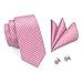 Hi-Tie Men's Casual Jacquard Silk Dress Shirt Button Down Shirts Long-Sleeve Shirt Prom Wedding Regular Fit (pinkk, Medium)