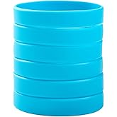 BRANDWINLITE Wholesale 6pcs/pack Blank Color Silicone Rubber Wristbands Bracelets for Party Favors,Events,Sports,Funny,Classroom playing,Training,Office Use and for Teens,Men & Womens,Unlimited Office and Household Multiple Use-SKY BLUE 7"