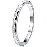 THREE KEYS JEWELRY 2mm/8mm White Tungsten Carbide Ring Wedding Engagement Band Rose Gold/Silver Multi Faceted Fashion Band