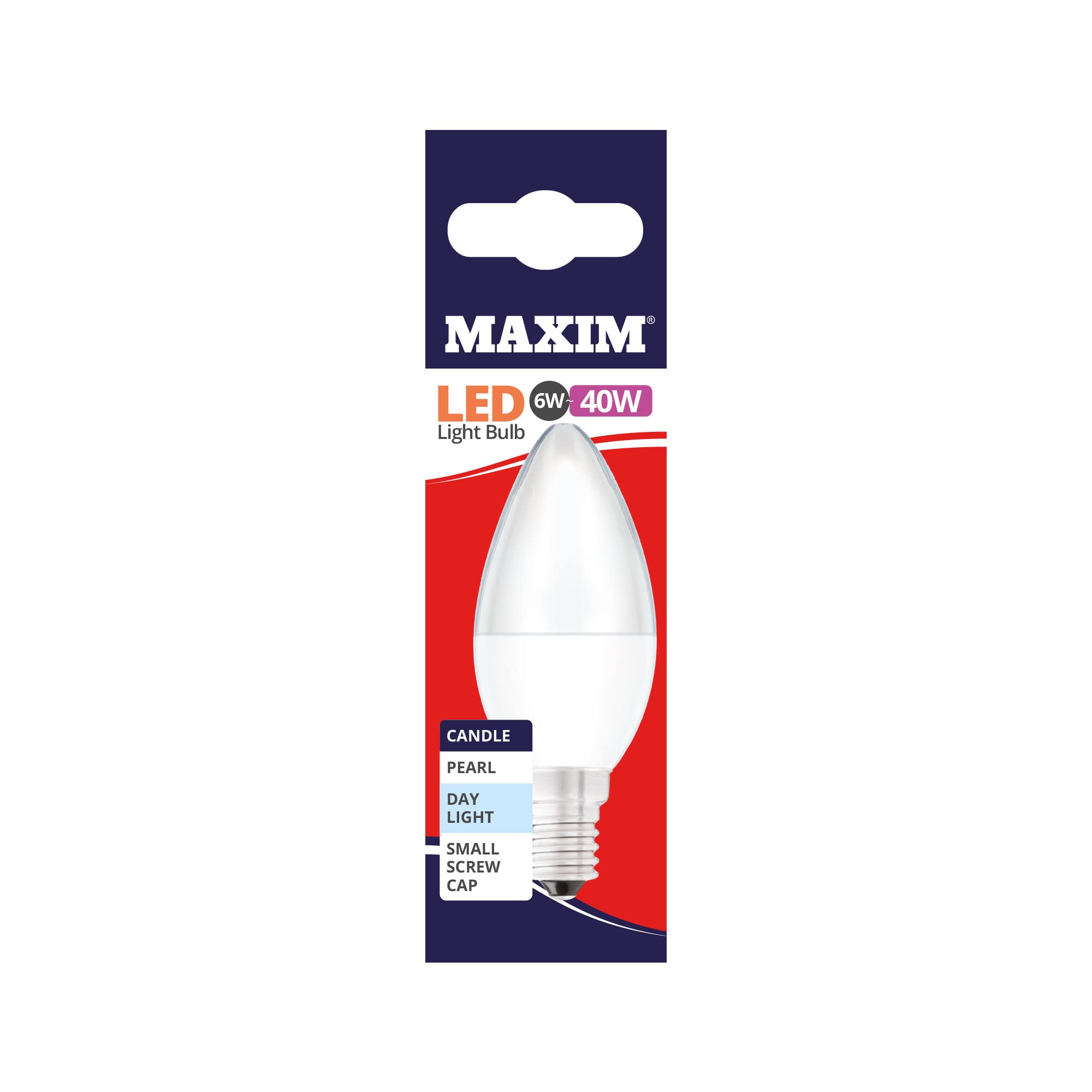 Maxim LED Candle Small Edison Screw (Daylight White) - 6watt (40watt) (Pack 10), 40MLCSESDL5X10, Day Light