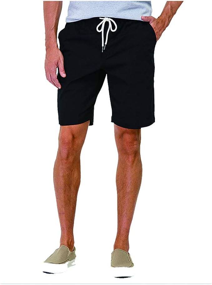 elasticated linen shorts