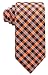 Scott Allan Men's Brown and Orange Tie | Standard Size Adult Woven Necktie | Gingham Pliad ORANGE Necktie for Him
