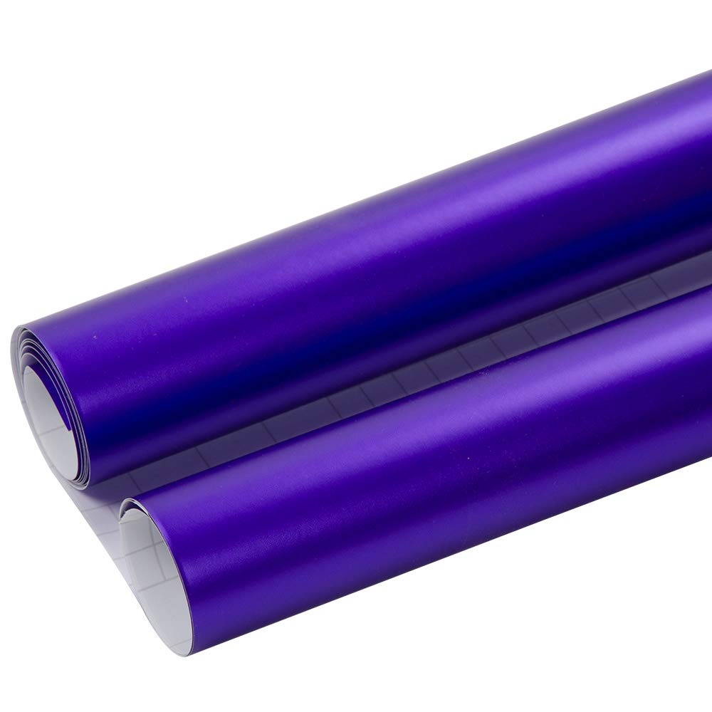 Ho Mart 車用 メッキ加工 曲面対応 伸縮 カーボディラッピングシート エア抜き溝仕様 耐水仕様 伸縮ビニール 施工簡単 カッティングシート 車の装飾用 メッキ 光沢 全10種 パープル B07hf4xstn 152cm 300cm クローム 鏡面クロームメッキ調 つや 艶あり カーラッピング