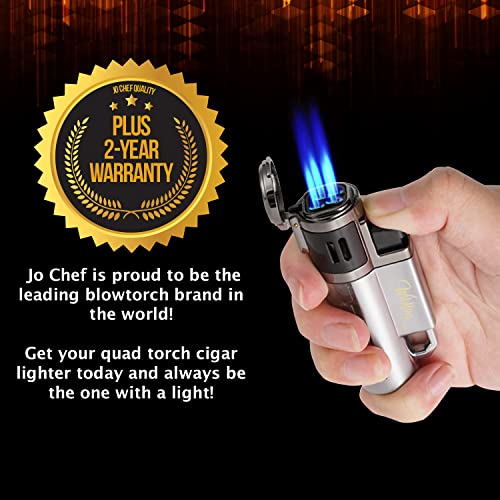 Jo Chef Butane Torch Lighter , Quad Flame Jet Lighter, Use for Years