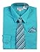 Gioberti Boy's Long Sleeve Dress Shirt and Plaid Tie Set, Teal, Size 4T