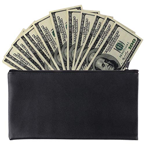 Tongnian 12 Pieces Bank Bag Money Pouch Security Bank Deposit Bag with Zipper for Cash Money, Check Wallet, Cosmetics, Tools 11x6 inch (Black +Blue) (Black) - Thumbnail 3