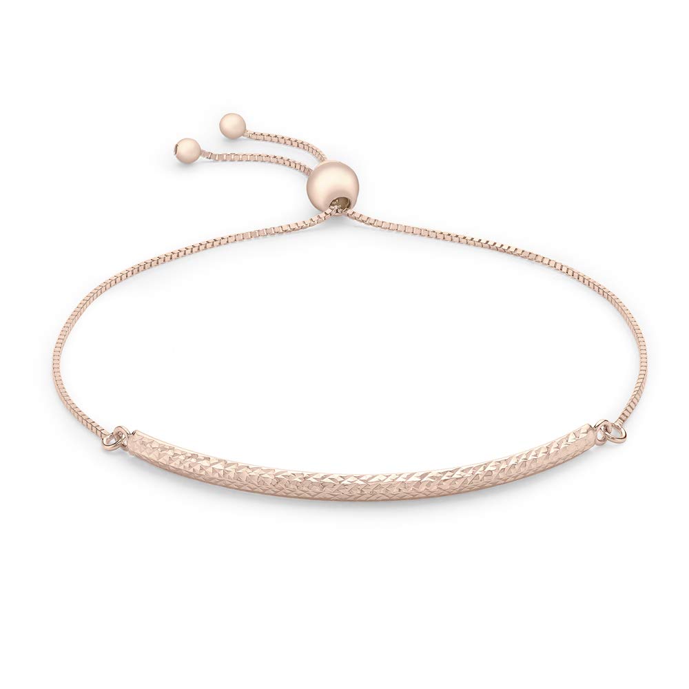 CARISSIMA Women's 9 ct Rose Gold Box and Pine Diamond Cut Banglet, Size 25.40 cm