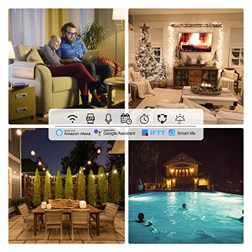 Outdoor Smart Plug WiFi Outlet Waterproof Wireless Power Strip Socket with Timer & Countdown, Compatible with Alexa, Google Home and IFTTT, Remote Control via Smartphone