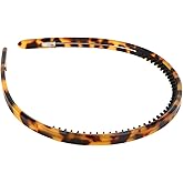 GAFATORY Tortoise Shell Headband Acetate Plastic Thin Headbands with Teeth for Women and Girls Trendy Hair Bands(Leopard)