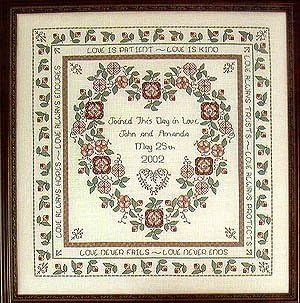 Baltimore Rose Wedding Sampler Cross Stitch Chart and Free Embellishment Pamphlet – 1956