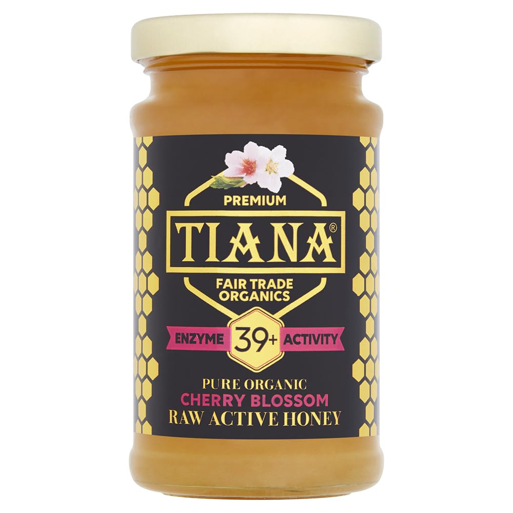 Raw Unpasteurised Cherry Blossom Honey 250g – Organic, Unheated & Enzyme-Rich (Diastase 39+) – Pure Natural Honey with Antioxidants – Sustainably Sourced – TIANA