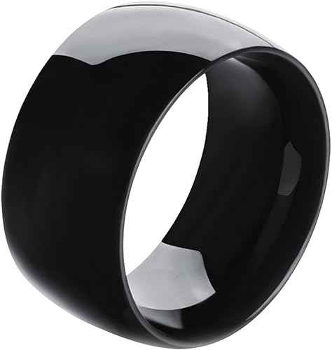 Amazon メンズ レディース 幅11mmステンレススチールリングバンド バイカーファッション ブラック クラシック ウェディング ハイポリッシュ ジュエリー 通販