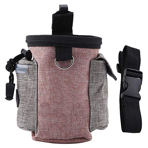 Pssopp Dog Treat Pouch Bag: Portable Dog Training Waist Bag for Puppy Walking and Snack Storage with Adjustable Waistband (Light Pink)