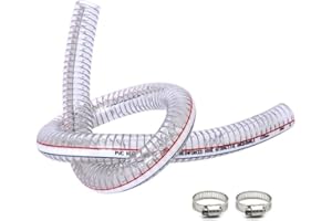 PEISONGFEI 1 1/2 inch ID x 1 3/4 inch OD Heavy-Duty Steel Wire Vacuum Suction Hose, PVC High Pressure UV Chemical Resistant Thick Flexible Vinyl Tubing, Bilge Pump Hose,10FT