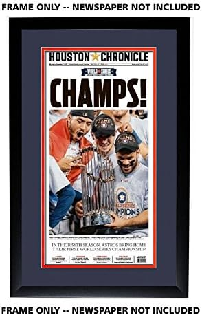Houston Chronicle Newspaper Frame - with Astros Colors Double Mat