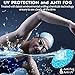 Swim Goggles, Swimming Goggles, UV 400 Protection Anti Fog No Leaking Wide View Pool Goggles with Ear Plug Nose Clip & Protective Case for Women Men Adult Youth