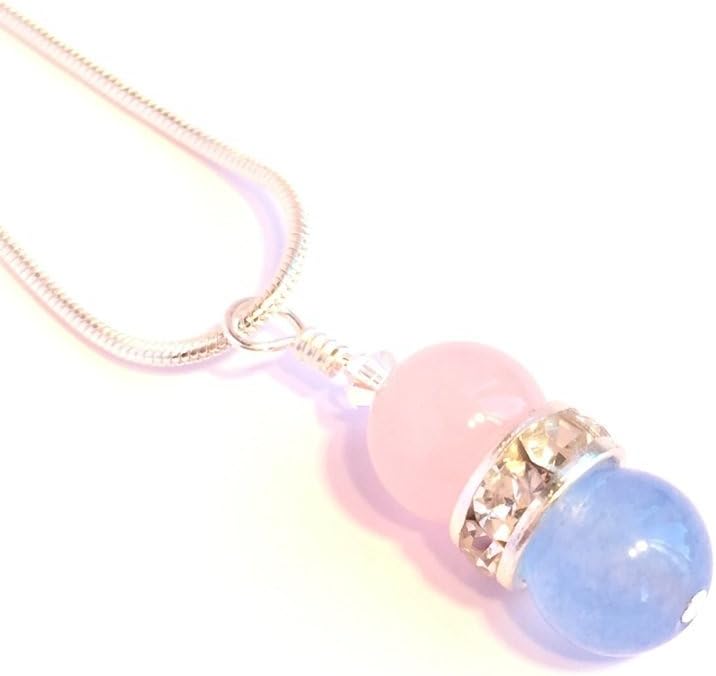 Fertility Necklace - Beautiful Rose Quartz and Aquamarine Gemstone Fertility Necklace