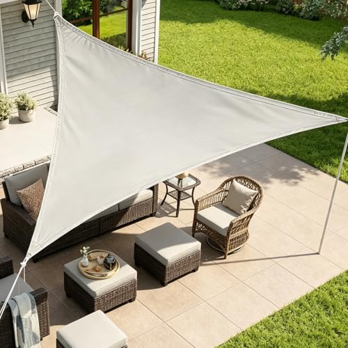 Awning, Waterproof, UV Block Sun Protection Canopy, Triangular, 6 x 6 x 6 m, Outdoor Sand Permeable Sun Protection Patio Canopy, with UV Protection for Balcony, Garden, Patio, Grey