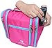Hanging Toiletry Bag Extra Large Capacity | Premium Travel Organizer Bags For Men And Women | Durable Waterproof Nylon Bathroom, Shower, Makeup Bag For Toiletries, Cosmetics, Brushes, Shampoo (Pink)