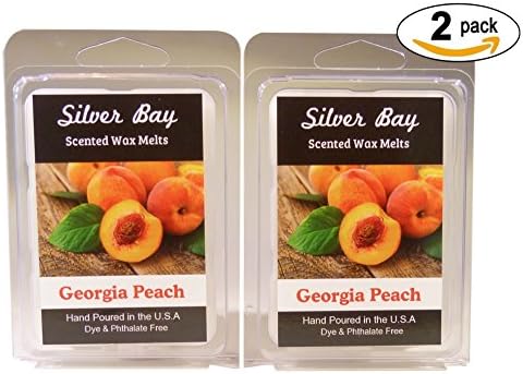 Silver Bay Georgia Peach Scented Wax Melts Dye Free, 2 Pack, Made With the Highest Percentage of Scent Oil Possible, Total of 12 Cubes or 6.4 Ounces Total.