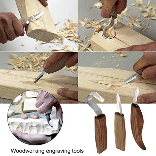 7PCS Wood Carving Knives Set Hook Knife Spoon Carving Tool Soup Spoon Blank Cut Resistant Gloves Leather Strop and Polishing Compound Included
